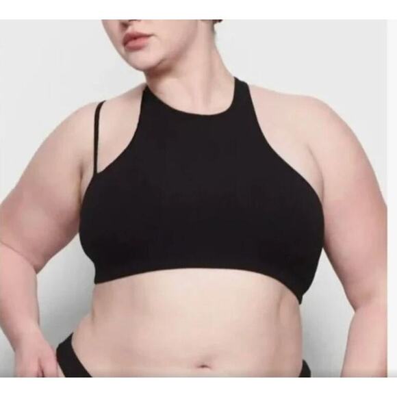 NEW WITH TAGS SKIMS SOFT LOUNGE CUT OUT RACERBACK BRALETTE SZ S IN BLACK - Picture 1 of 7